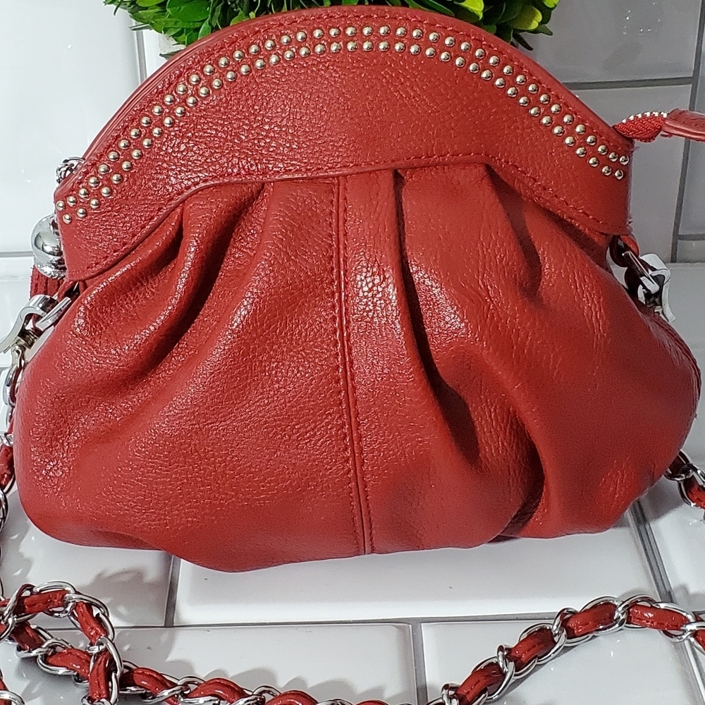 Cache Red Small Purse With Silver Chain Shoulder - image 2